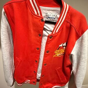 Red and Gray Mickey Mouse Varsity Jacket